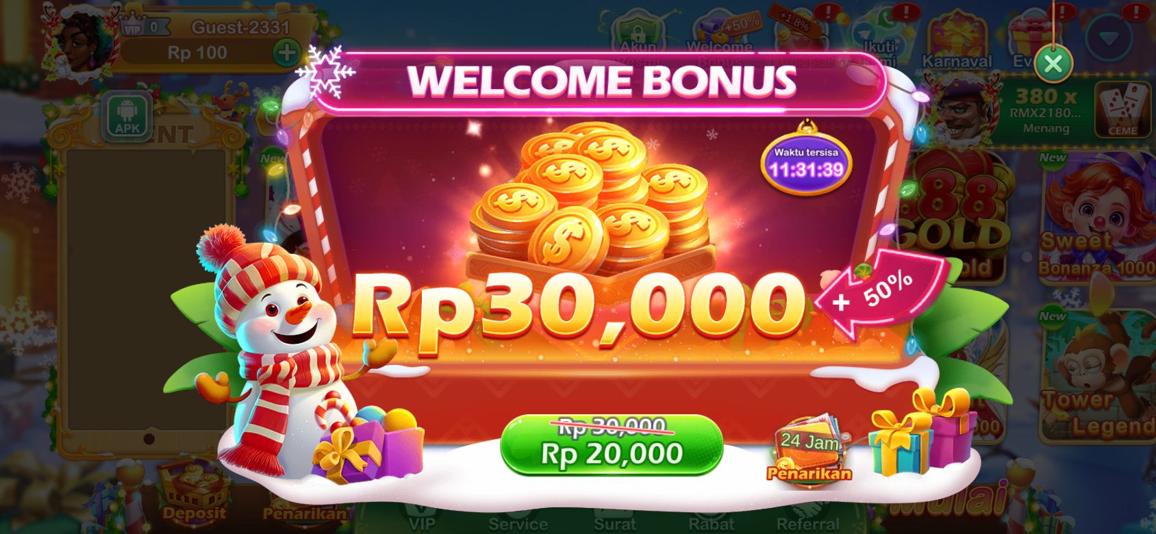 Bonus selamat datang K3K3 Apk 4 J 5589 I dengan diskon spesial untuk pengguna baru.